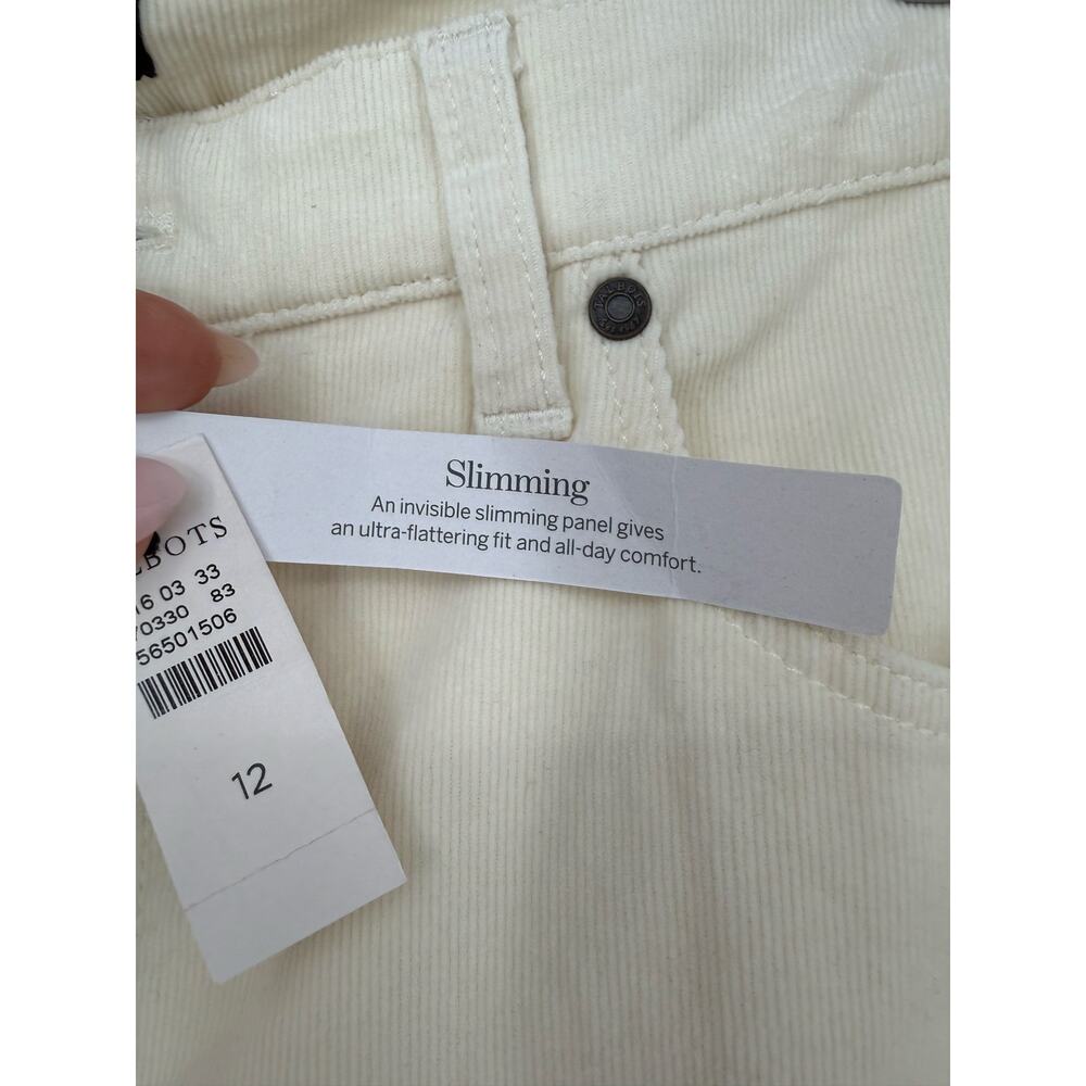 Talbots Corduroy Straight Leg Pants Size 12 Ivory Cream High Rise NWT Minimalist - Picture 8 of 13